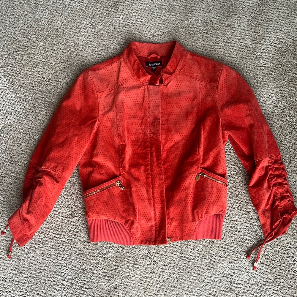 Suede leather Bebe jacket like new…size Small